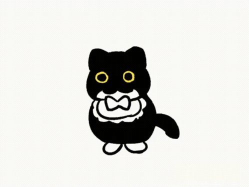 A Black Cat With Yellow Eyes Is Wearing A Bow Tie And A White Scarf . GIF