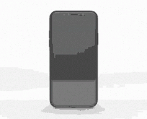 A Black Cell Phone Is Sitting On A White Surface With A Shadow On It . GIF