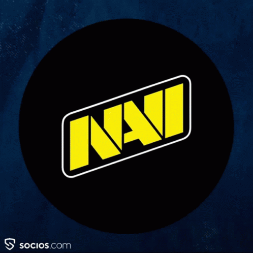A Black Circle With A Yellow And White Logo That Says Navi GIF