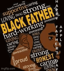 A Black Father Is Surrounded By Words That Describe Him . GIF