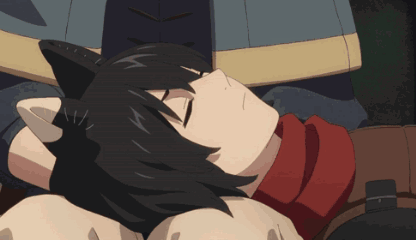 A Black Haired Anime Character Is Sleeping On A Bed GIF