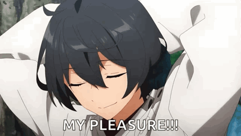 Smiling Black Haired Anime Saying My Pleasure GIF