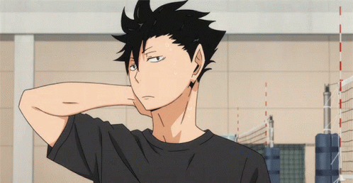 A Black Haired Anime Character With Sweat On His Face GIF