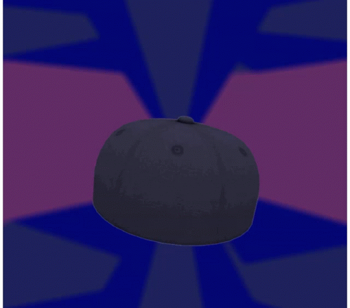 A Black Hat Is Floating In The Air On A Blue And Purple Background GIF