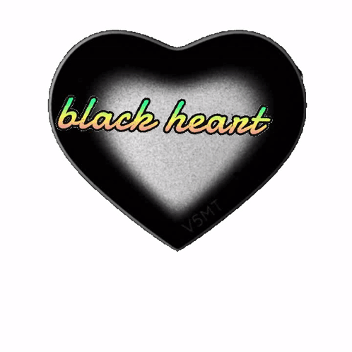 A Black Heart With The Word Black Heart Written On It . GIF