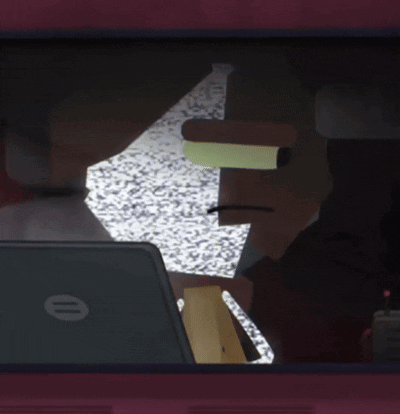 A Black Hp Laptop Is Sitting On A Purple Table GIF