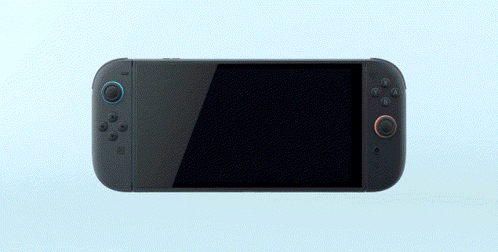 A Black Nintendo Switch With A Blue And Red Button On The Bottom GIF