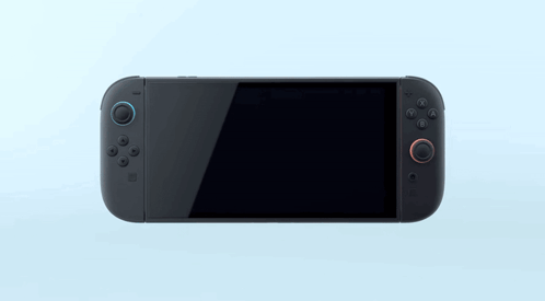 A Black Nintendo Switch With A Blue And Red Controller On A Blue Background GIF