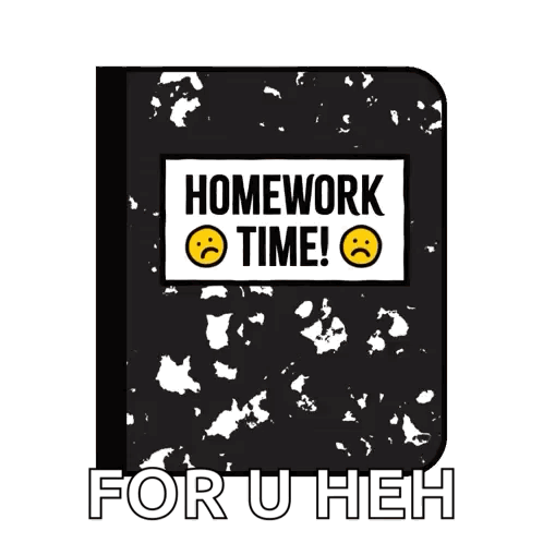 A Black Notebook With The Words Homework Time On It GIF