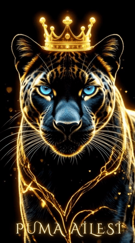 A Black Panther With A Crown On Its Head And The Word Puma At The Bottom GIF