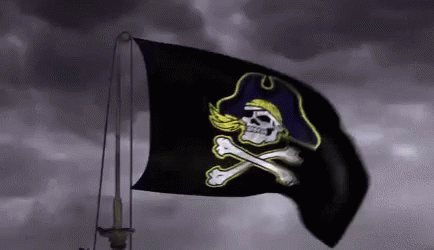 A Black Pirate Flag With A Skull And Crossbones GIF