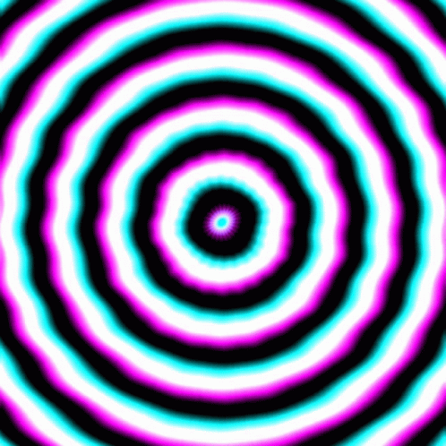 A Black , Purple , And Blue Optical Illusion With A White Center . GIF