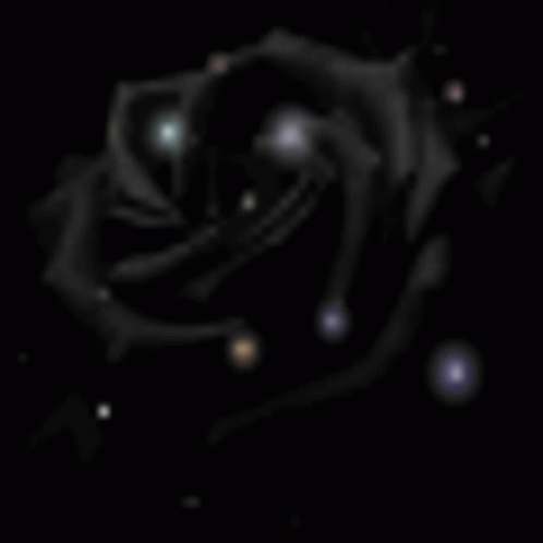 A Black Rose Is Surrounded By Glowing Lights In The Dark GIF