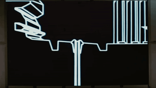A Black Screen With A White Line Drawing Of A Person GIF