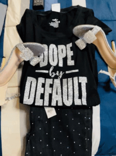 A Black Shirt That Says " Dope By Default " GIF