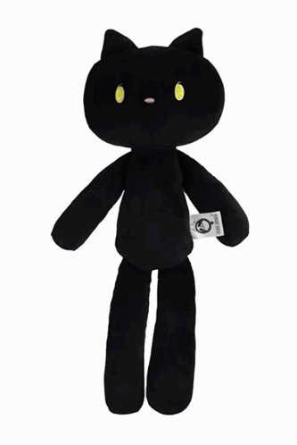 A Black Stuffed Animal With A Heart On It 'S Back GIF