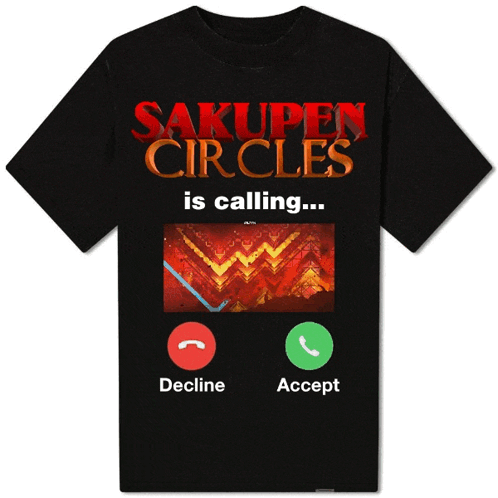 A Black T-Shirt That Says Sakupen Circles Is Calling Decline And Accept GIF