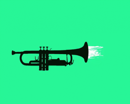 A Black Trumpet With Flames Coming Out Of It GIF