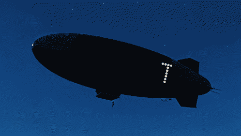 A Black Zeppelin With The Word He Mor Written On It GIF
