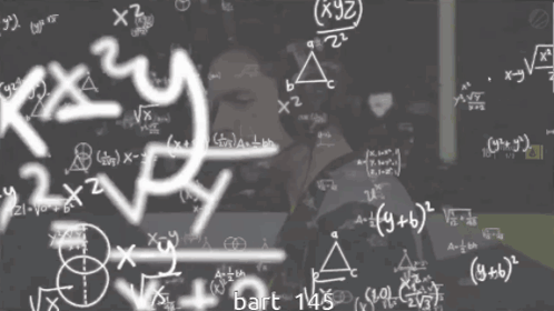 A Blackboard With Mathematical Equations And The Letters Bhx Written In White GIF