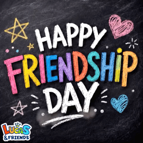 A Blackboard With The Words Happy Friendship Day Written In Chalk GIF