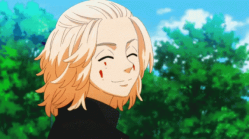 A Blonde Anime Character With Blood On His Face GIF