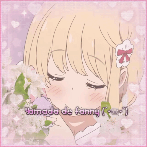 A Blonde Anime Girl Is Holding A Pink Phone GIF