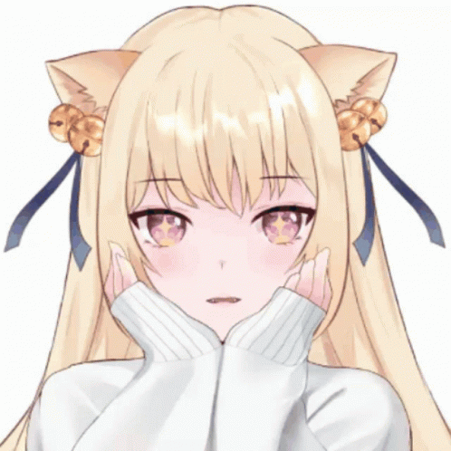 A Blonde Anime Girl With Cat Ears And Bells On Her Head GIF