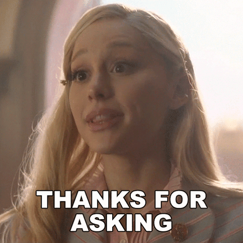 Blonde Woman Saying Thanks For Asking GIF