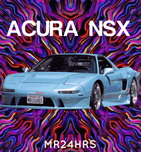 A Blue Acura Nsx With A Psychedelic Background GIF
