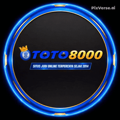 A Blue And Gold Circle With The Words Toto8000 Situs Judi Online Terpercaya Sejak 2014 GIF