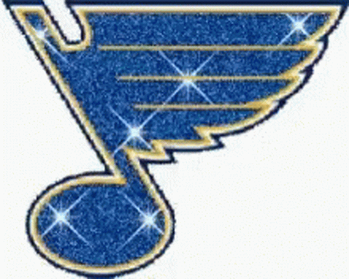A Blue And Gold Logo For The St. Louis Blues Is On A White Background GIF