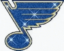 A Blue And Gold Logo For The St. Louis Blues Is On A White Background GIF