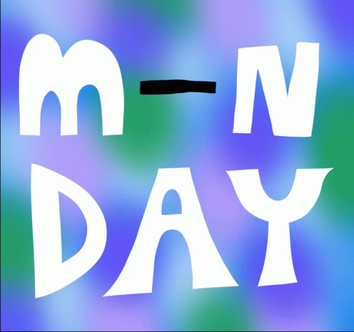 A Blue And Green Background With The Words M-N Day In White Letters GIF