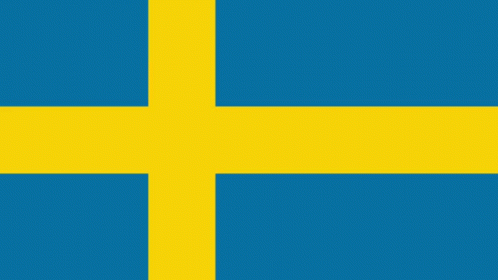 a blue and green flag with a yellow circle with the word ikea on it