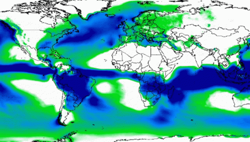 A Blue And Green Map Of The World With A White Background GIF