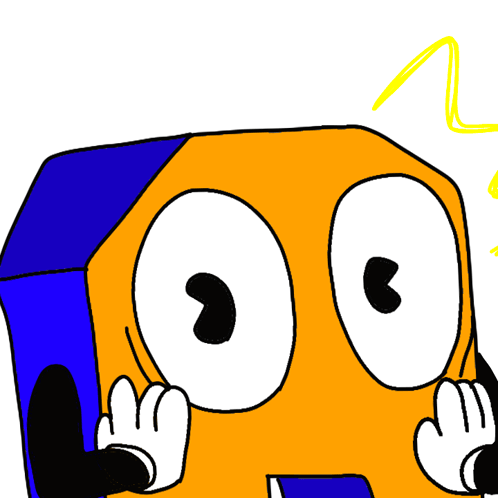 a blue and orange cartoon character says oh my gosh !