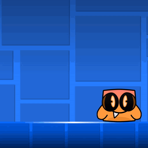 Blue And Orange Cartoon Character With Triangle GIF