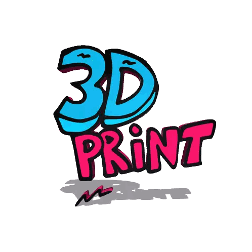 a blue and pink logo for 3d print with a m on the bottom