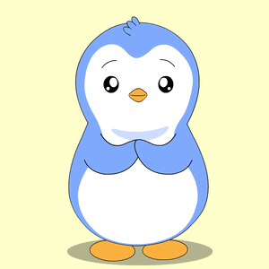 A Blue And Pink Penguin With Bubbles On Its Head GIF