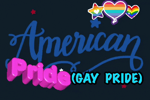 A Blue And Pink Sign That Says American Pride GIF