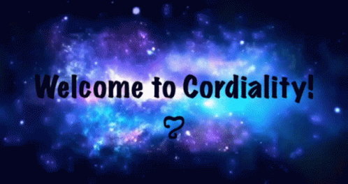 A Blue And Purple Background With The Words Welcome To Cordiality GIF