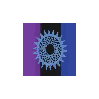 a blue and purple cube with a black border