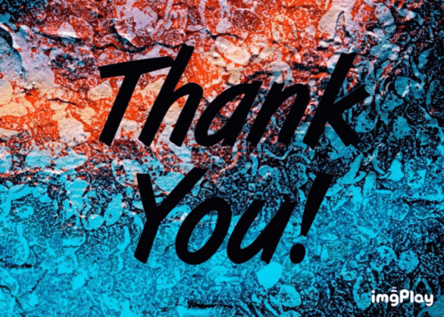 A Blue And Red Background With The Words Thank You GIF