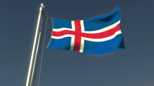 A Blue And Red Flag With A Cross On It GIF