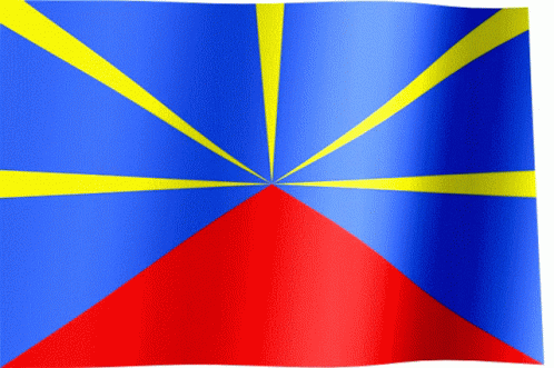 A Blue And Red Flag With Yellow Stripes GIF