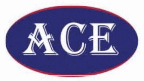 A Blue And Red Oval With The Word Ace On It GIF