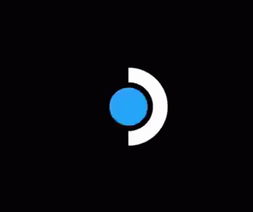 A Blue And White Circle With A White Circle In The Center On A Black Background . GIF