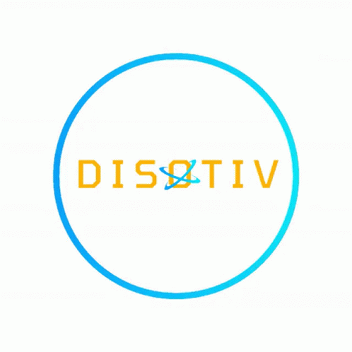 A Blue And White Circle With The Word Disativ Inside Of It GIF