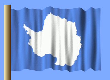 A Blue And White Flag With The Outline Of Antarctica On It GIF